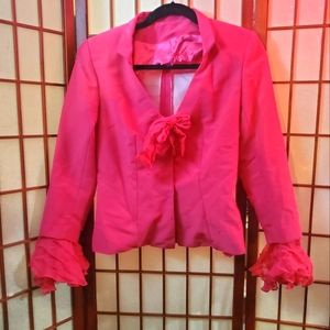 COPY - See description and pics- 2 piece hot pink skirt and jacket set. Size 6.